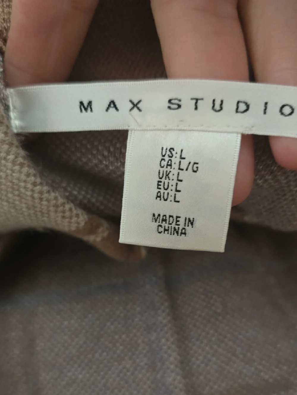 Max Studio Beige Brown Plaid Coat with Blue Accents Long Sweater Duster Large - Picture 3 of 3
